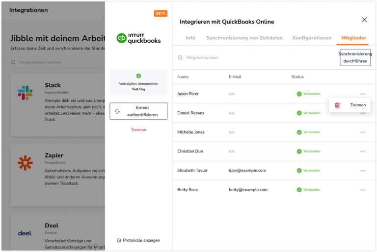 Disconnecting Quickbooks member